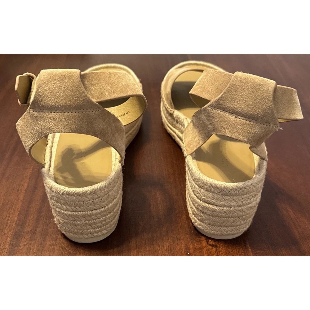 Vince Suede Espadrille Platform Sandals Womens 9.5 Beige Ankle‎ Strap NWOT - Picture 4 of 10